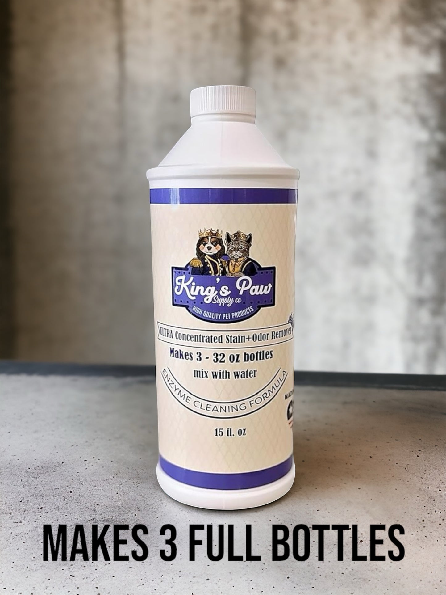 Makes 3 FULL BOTTLES of Stain & Odor Remover- Pet Odor Eliminator Concentrate for Home - 15oz Dog and Cat Pee Smell Remover for Carpet, Upholstery and Furniture - Concentrate,